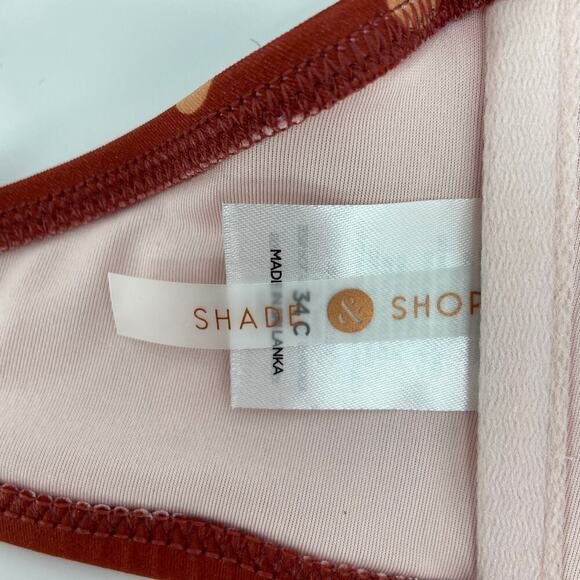 Shade & Shore Bikini Top Size 34C Mahogany Polka Dot Swim Lightly Lined - Picture 7 of 9